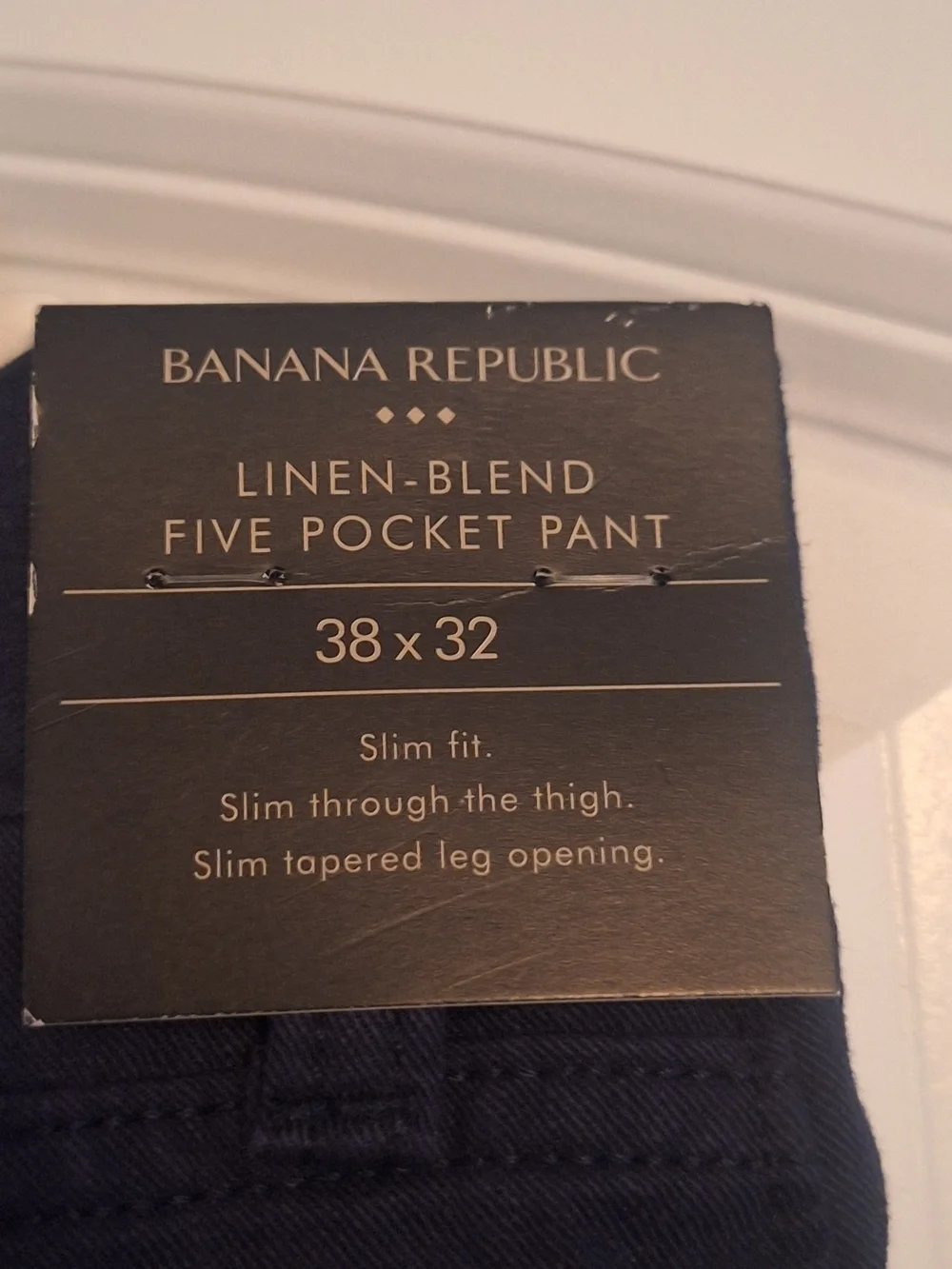 NWT Banana Republic Mens 38 X 32 Navy Blue Linen Blend Pants